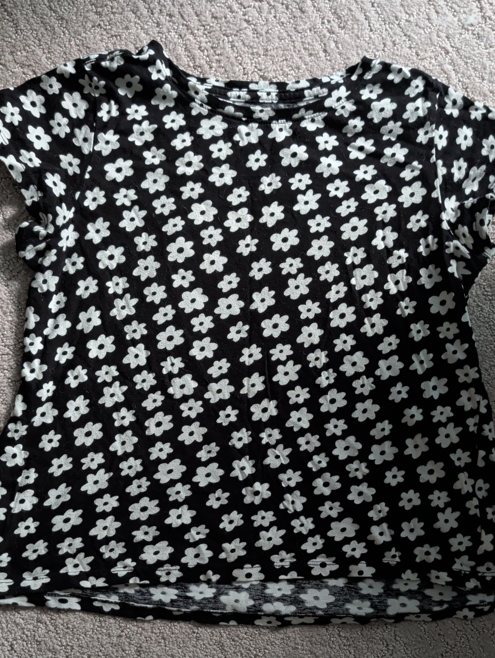 Old Navy Black Tee with White Daisy Print
